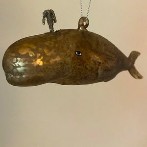 Glass Ornament Beach Large Whale~Uses tree/wreath Primitives by Kathy 🐳